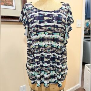 Apt. 9 Striped Ruffle Sleeve Blouse